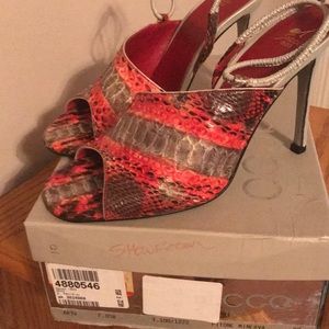 Red and Gray Python Leather Sandals by Sacco
